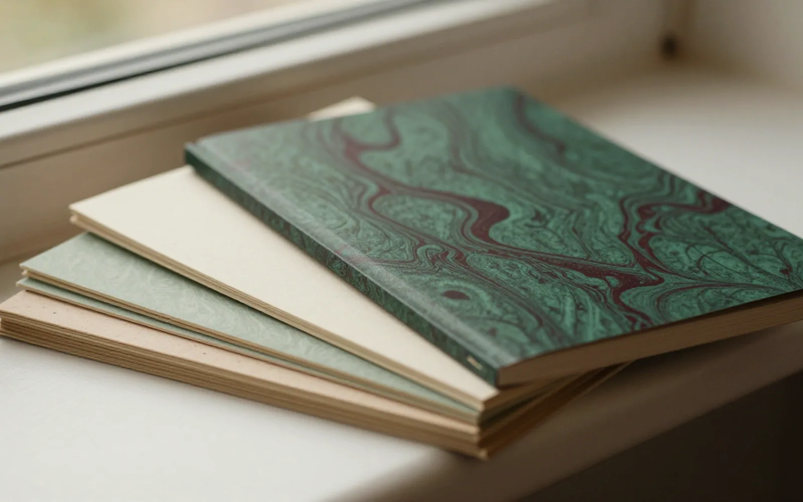 Hand-marbled endpapers